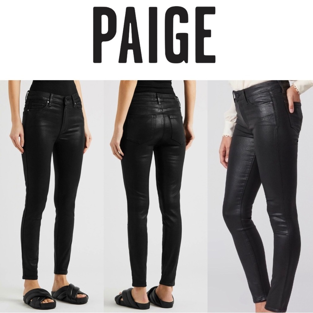 Paige Hoxton Ankle Black Fog Luxe Coated Jeans Classic 29 cotton stretch pants